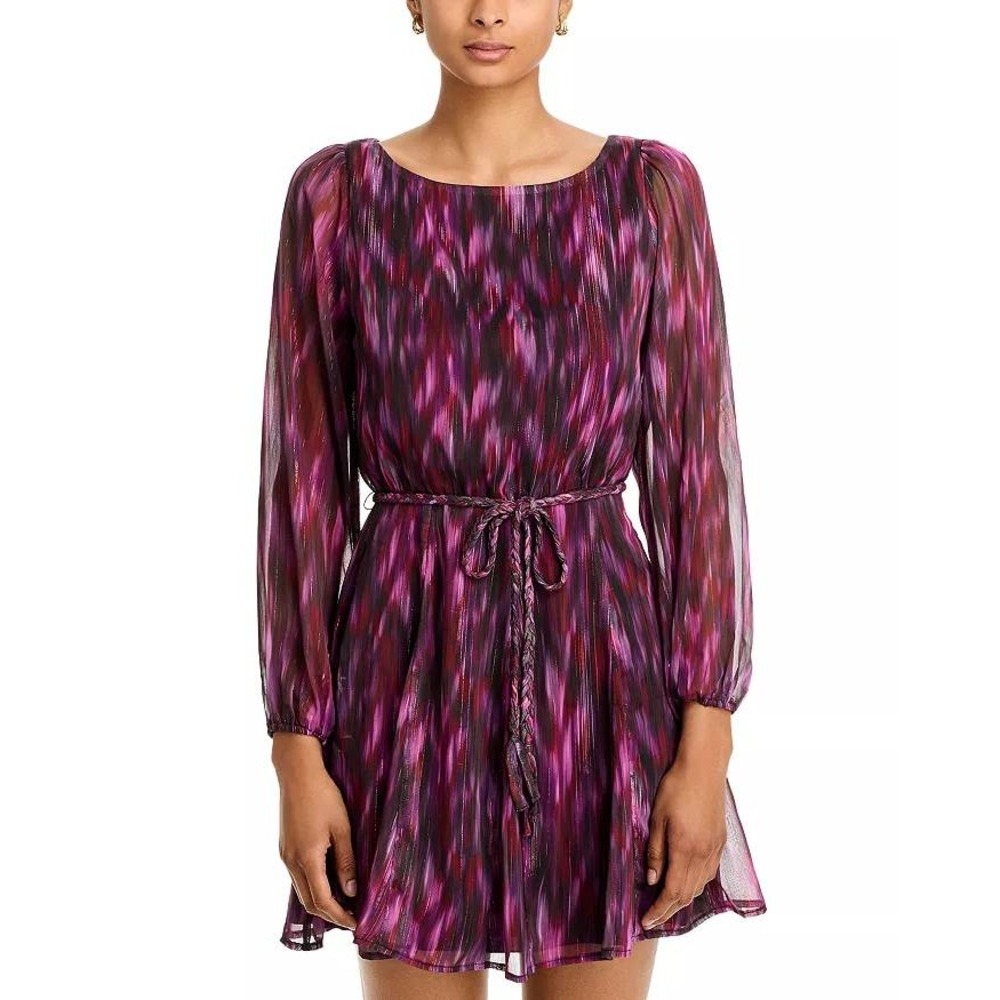 Koko + Mason Printed Long Sleeve Dress Womens XL‎ Pink Party Holiday Festive NWD